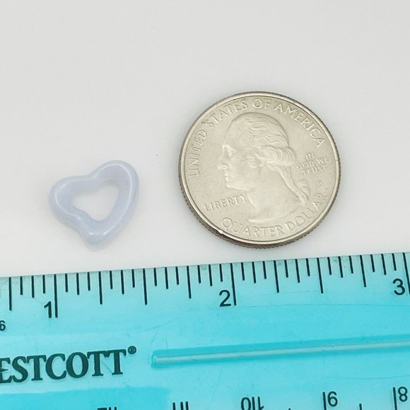 Tiffany Blue Purple Lace Agate Open Heart Carved Stone Pendant Elsa Peretti - Picture 3 of 4